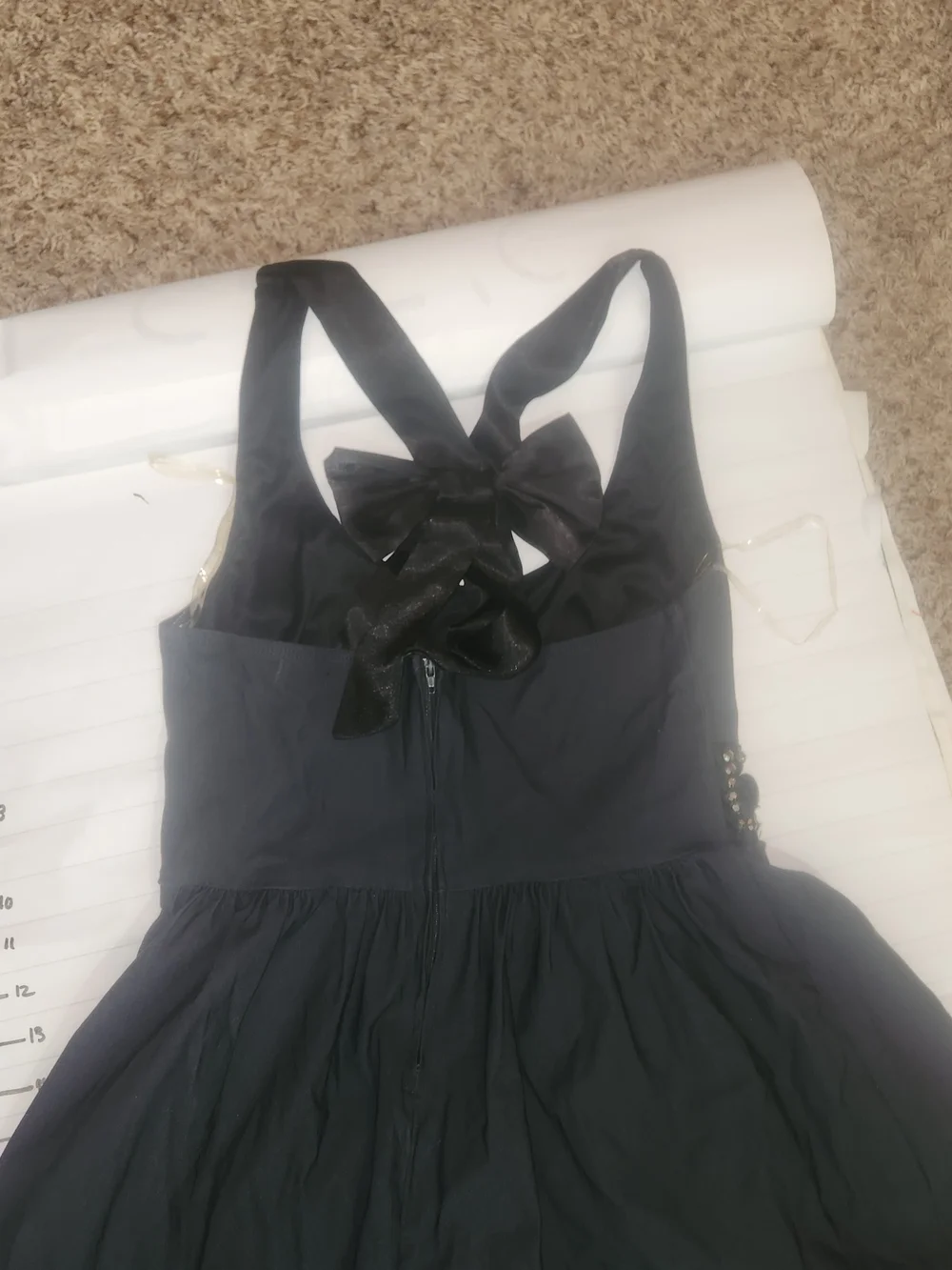 Ruby Rox Black Midi Dress with Beaded Waistband and Bow Back - Picture 4 of 7